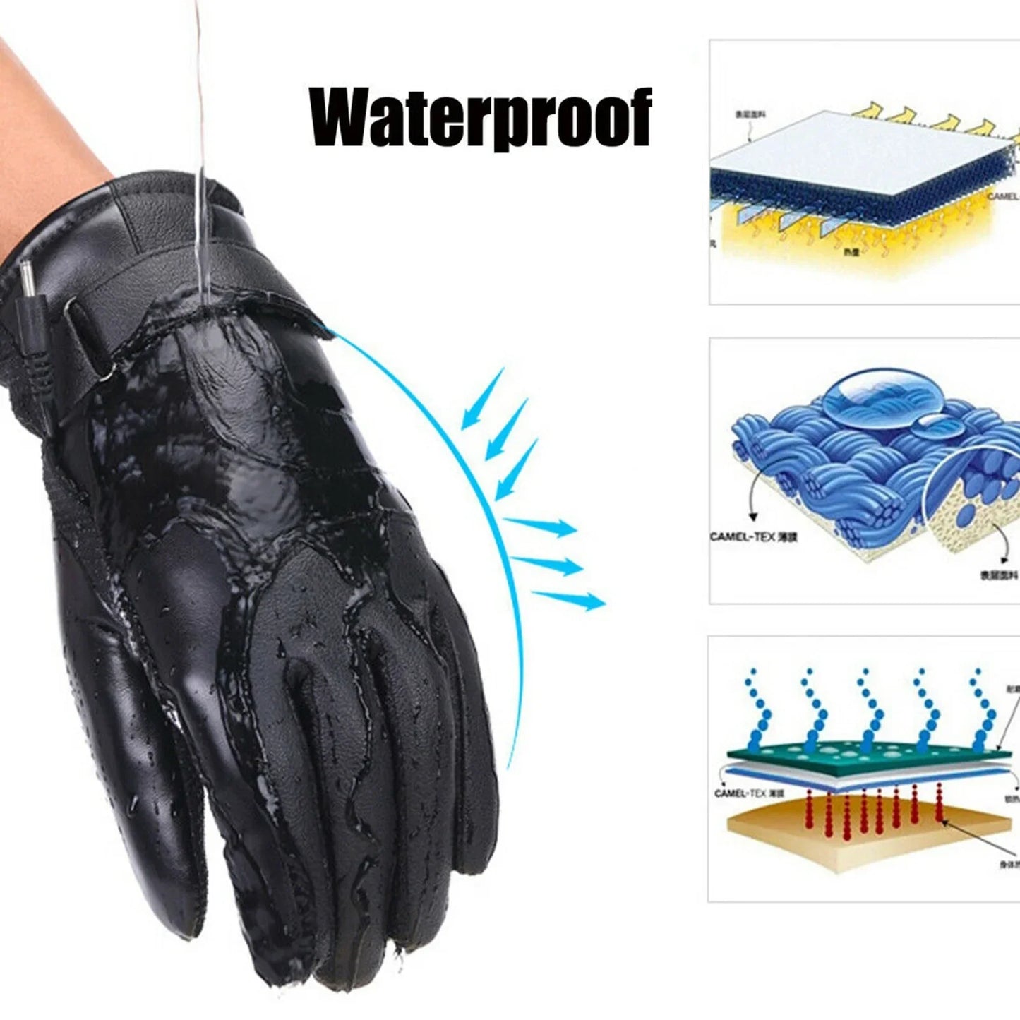Gants d'hiver chauffants rechargeables par USB