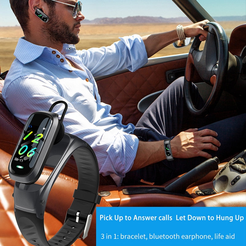 Bracelet intelligent 2 en 1 avec écouteurs Bluetooth