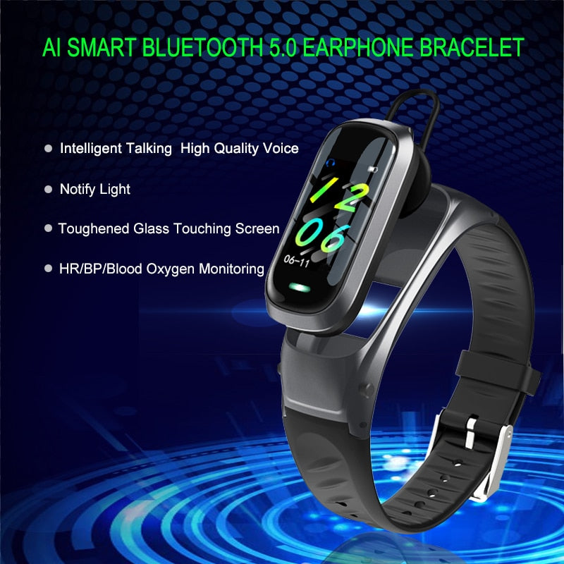 Bracelet intelligent 2 en 1 avec écouteurs Bluetooth