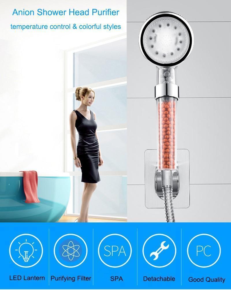 Pommeau de douche LED avec filtre à eau