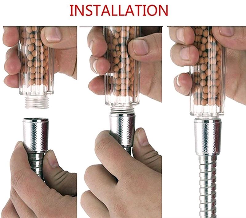 Pommeau de douche LED avec filtre à eau