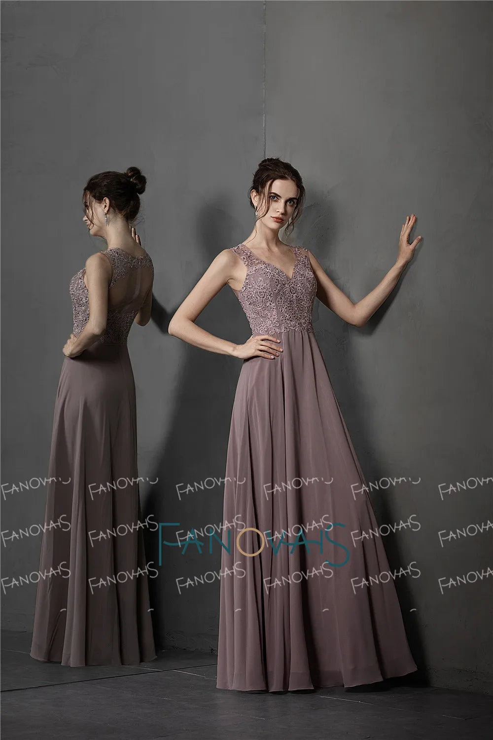 Evening Dress Long A-Line V-Neck Prom Dress Beaded Lace Formal Dress Evening Party Vestido de Festa de Noche Floor Length